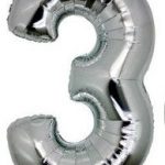 фолиев балон 80 см сребро цифра 3 магазин Нощна Фиеста Кашонът