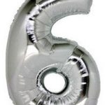 фолиев балон 80 см сребро цифра 6 магазин Нощна Фиеста Кашонът