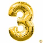 фолиев балон 80 см злато цифра 3 магазин Нощна Фиеста Кашонът