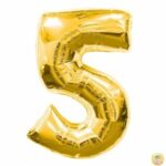 фолиев балон 80 см злато цифра 5 магазин Нощна Фиеста Кашонът