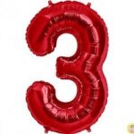 фолиев балон 80 см червен цифра 3 магазин Нощна Фиеста Кашонът