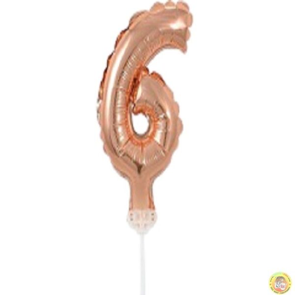 фолиев балон розово злото цифра 6 магазин Нощна Фиеста Кашонът