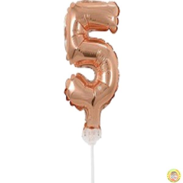 фолиев балон розово злото цифра 5 магазин Нощна Фиеста Кашонът