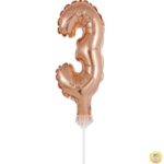 фолиев балон розово злато цифра 3 магазин Нощна Фиеста Кашонът