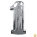 фолиев балон 80 см сребро цифра 1 магазин
