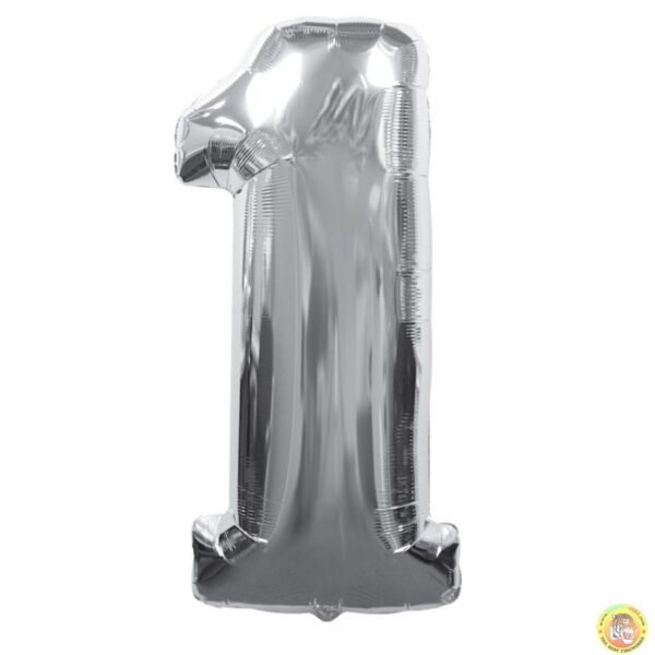 фолиев балон 80 см сребро цифра 1 магазин