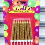 златни свещички за торта Нощна Фиеста Кашонът