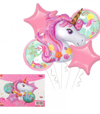 Фолиеви балони Еднорог луксозен комплект Нощна фиеста Кашонът